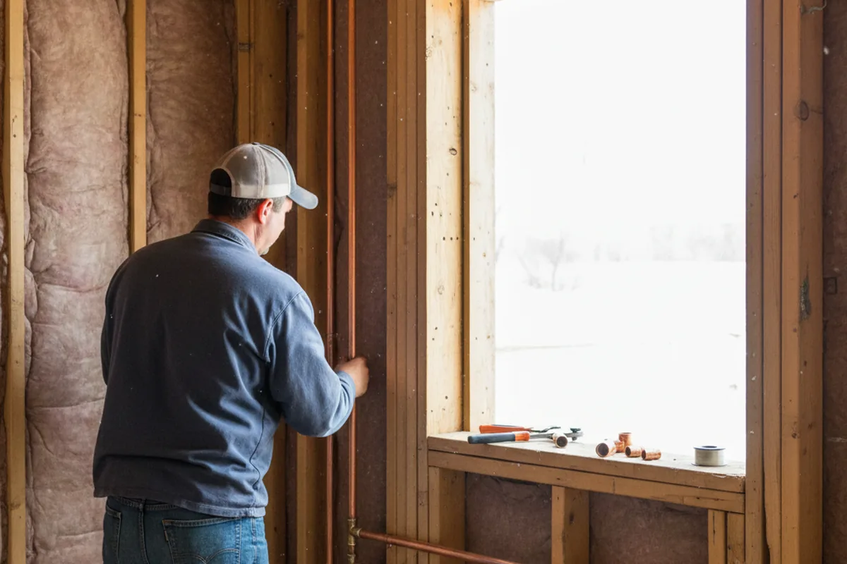 Licensed plumber running new copper supply lines in a Weatherford home