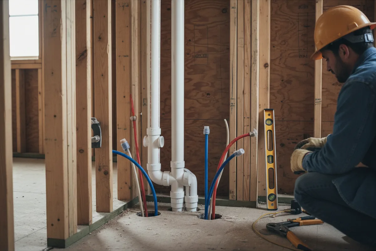 Drain and supply rough-in during Drain Cleaning in Weatherford